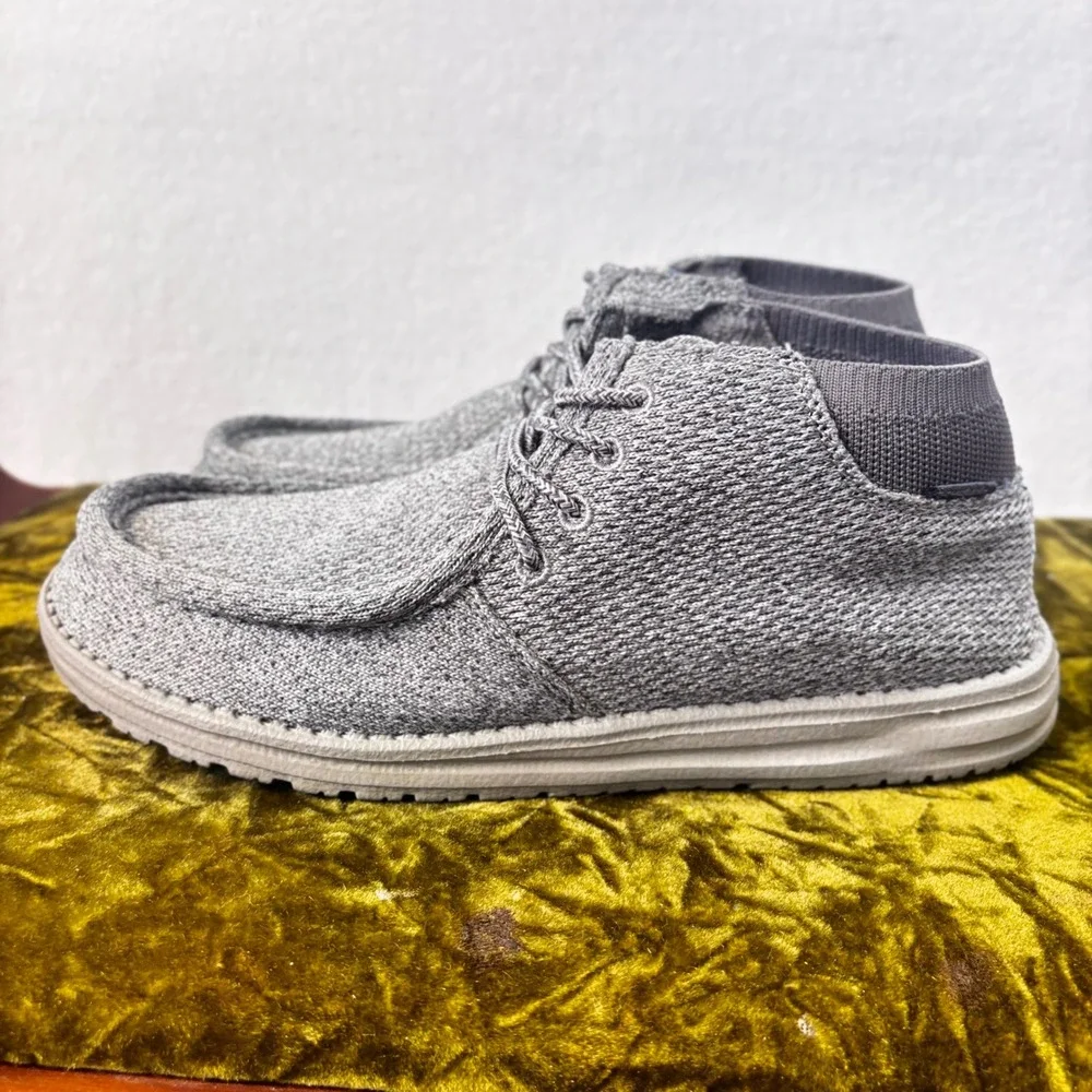 Hey Dude Wayne High Top Grey‎ Knit Chukka Boots Toe Shoes Size 8 SKU 112143000